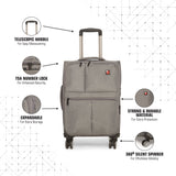 SWISSBRAND C VEVEY Range Grey Color Soft Cabin Luggage