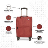 SWISSBRAND C VEVEY Range Rose Red Color Soft Cabin Luggage