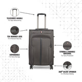SWISSBRAND C GRANDE Range Dark Grey Color Soft Cabin Luggage