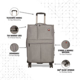SWISSBRAND C VEVEY Range Grey Color Soft Cabin Luggage