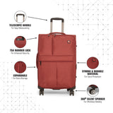 SWISSBRAND C VEVEY Range Rose Red Color Soft Cabin Luggage