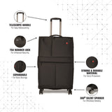 SWISSBRAND C VEVEY Range Black Color Soft Cabin Luggage