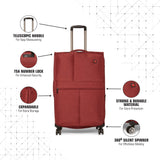 SWISSBRAND C VEVEY Range Rose Red Color Soft Cabin Luggage