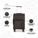 SWISSBRAND C LOCARNO Range Black Color Soft Cabin Luggage