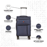 SWISSBRAND C LOCARNO Range Dark Blue Color Soft Cabin Luggage