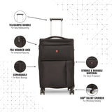 SWISSBRAND C LOCARNO Range Black Color Soft Cabin Luggage