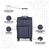 SWISSBRAND C LOCARNO Range Dark Blue Color Soft Cabin Luggage