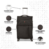 SWISSBRAND C LOCARNO Range Black Color Soft Cabin Luggage