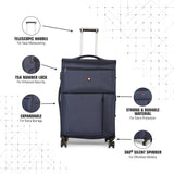 SWISSBRAND Locarno Soft Body Large Dark Blue Luggage Trolley