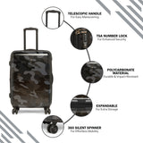 HEYS Black Camo Hard Medium Black Camo Luggage Trolley