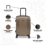 SWISSBRAND Vernier Hard Body Cabin Coffee Luggage Trolley