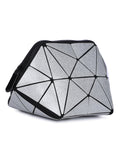 BAOMI Geometric Cosmetic Pouch Soft Silver Handbag