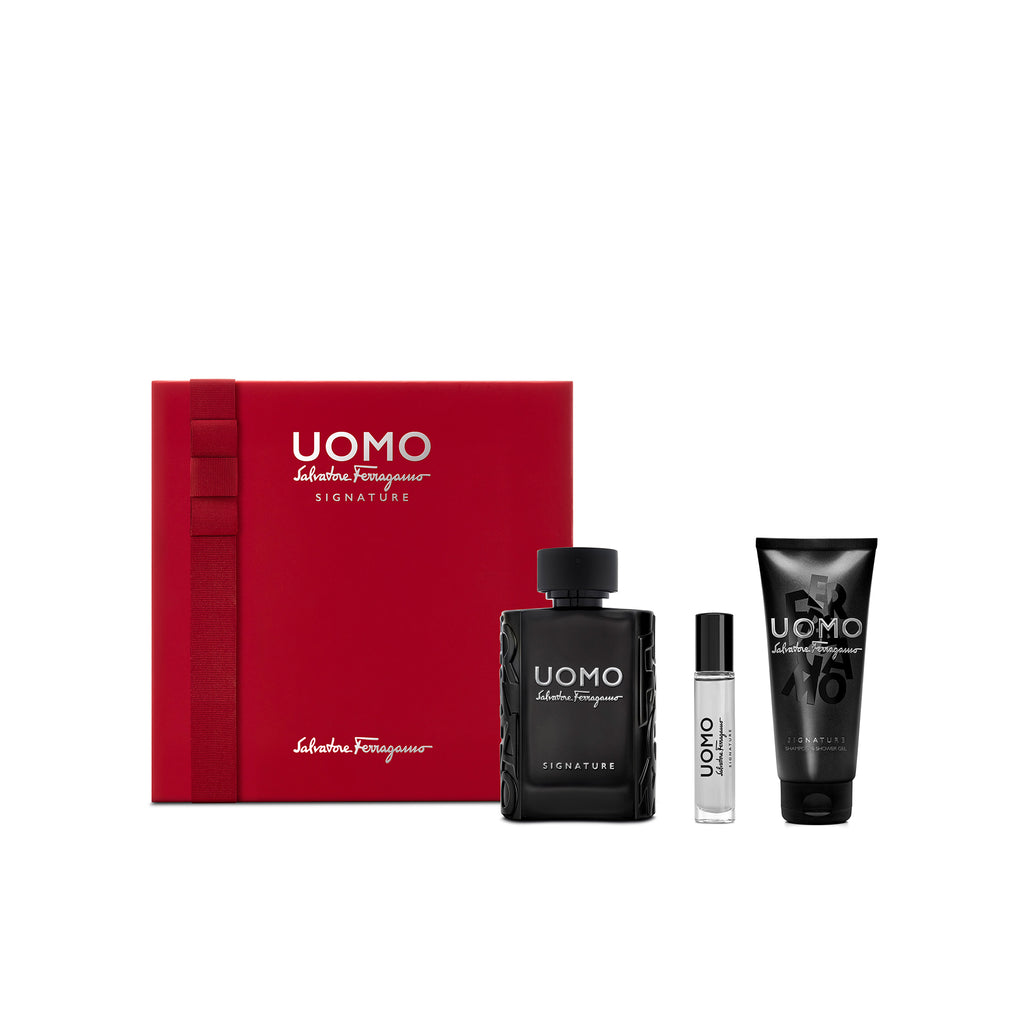 Salvatore Ferragamo Uomo Signature Eau de Parfum Holiday Kit (Eau De Parfum 100ml  +  100ml Shampoo Shower Gel  +  10ml P.Sp)