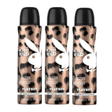 Playboy Wild Women Deodorant Spray 150ml (Pack of 3)
