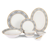 Hitkari Porcelain Verona Dinner Set for 6 | 33 Pcs | Luxury Dinnerware with Pure Gold Lining