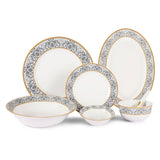 Hitkari Porcelain Verona Dinner Set for 6 | 33 Pcs | Luxury Dinnerware with Pure Gold Lining