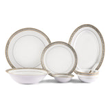 Hitkari Porcelain Dinner Set for 6 | 33 Pcs.|Luxury Dinnerware with Pure Gold Lining