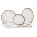 Hitkari Porcelain Dinner Set for 6 | 33 Pcs.|Luxury Dinnerware with Pure Gold Lining