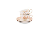Hitkari Porcelain Mimosa Tea Set of 24 | Luxury Tea Cup saucer with Elegant Design |Gold Pink
