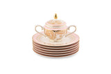 Hitkari Porcelain Mimosa Tea Set of 24 | Luxury Tea Cup saucer with Elegant Design |Gold Pink