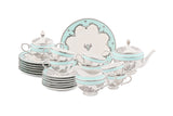 Hitkari Porcelain Jahanara Tea Set of 24| Luxury Tea Cup saucer with Elegant Design |Green