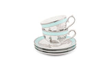Hitkari Porcelain Jahanara Tea Set of 24| Luxury Tea Cup saucer with Elegant Design |Green