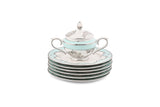 Hitkari Porcelain Jahanara Tea Set of 24| Luxury Tea Cup saucer with Elegant Design |Green
