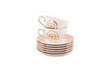 Hitkari Porcelain Mimosa Tea Set of 17 | Luxury Tea Cup saucer with Elegant Design |Gold Pink
