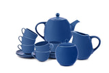 Hitkari Porcelain Blue Ocean Glaze Tea Set of 17 | Microweb Safe & Dishwasher Safe | Blue