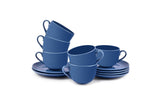 Hitkari Porcelain Blue Ocean Glaze Tea Set of 17 | Microweb Safe & Dishwasher Safe | Blue