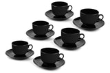 Hitkari Porcelain Black Sea Glaze Tea Set of 17| Microweb Safe & Dishwasher Safe | Black