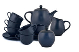 Hitkari Porcelain Matt Navy Glaze Tea Set of 17 | Microweb Safe & Dishwasher Safe Navy Blue
