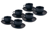 Hitkari Porcelain Matt Navy Glaze Tea Set of 17 | Microweb Safe & Dishwasher Safe Navy Blue