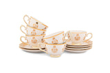 Hitkari Porcelain Jannat Cup & Saucer Set for 6 |Luxury Cup saucer with Elegant Design | Golden