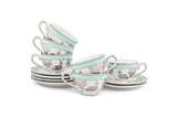 Hitkari Porcelain Jahanara Cup & Saucer Set for 6 | Luxury Cup saucer with Elegant Design |Green