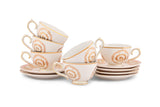 Hitkari Porcelain Mimosa Cup & Saucer Set for 6 | Luxury Cup Saucer with Elegant Design |Gold Pink
