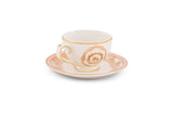 Hitkari Porcelain Mimosa Cup & Saucer Set for 6 | Luxury Cup Saucer with Elegant Design |Gold Pink