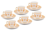 Hitkari Jannat Coffee Cup & Saucer Set for 6 | Luxury Cup saucer with Elegant Design | Golden