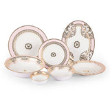 Hitkari Porcelain Mimosa Dinner Set of 35 Pcs |Premium Mimosa Design |Gold Pink