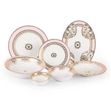Hitkari Porcelain Mimosa Dinner Set of 33 Pcs | Service for 6  | Premium Mimosa Design |Gold Pink