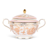 Hitkari Porcelain Mimosa Dinner Set of 33 Pcs | Service for 6  | Premium Mimosa Design |Gold Pink