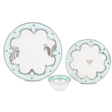 Hitkari Jahanara Dinner Set of 18 Pcs | Service for 3 |Premium  Design | Pure Platinum | Green