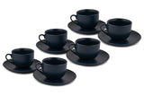 Hitkari Matt Navy Cup & Saucer Set for 6 | Premium Quality with Elegant Design | 12 Pcs|Navy Blue
