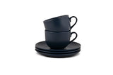 Hitkari Matt Navy Cup & Saucer Set for 6 | Premium Quality with Elegant Design | 12 Pcs|Navy Blue
