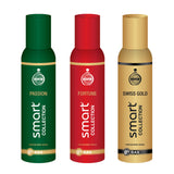 Smart Collection Passion +  Fortune + Swiss Gold Deo Combo Set For Men (150ml each)