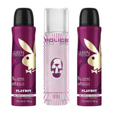 Playboy Queen 150ml + Police To Be Woman 200ml + Queen Of The Game 150ml Deo Combo Set