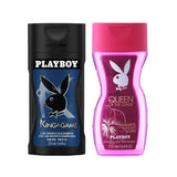 Playboy King of The Game & Queen Of The Game Shower Gel Combo (Pack of 2, 250ml each)