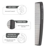 Janeke Professional Carbon Anti-Static Comb (Pack of 6)