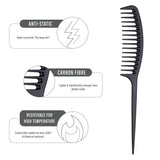 Janeke Professional Carbon Anti-Static Comb (Pack of 6)