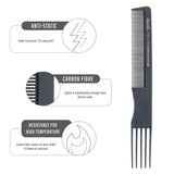 Janeke Professional Carbon Anti-Static Comb (Pack of 6)